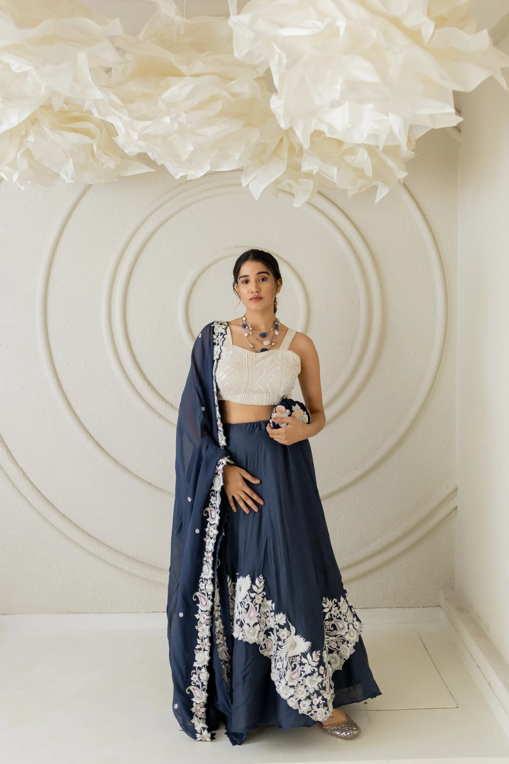 White and Blue Lehnga