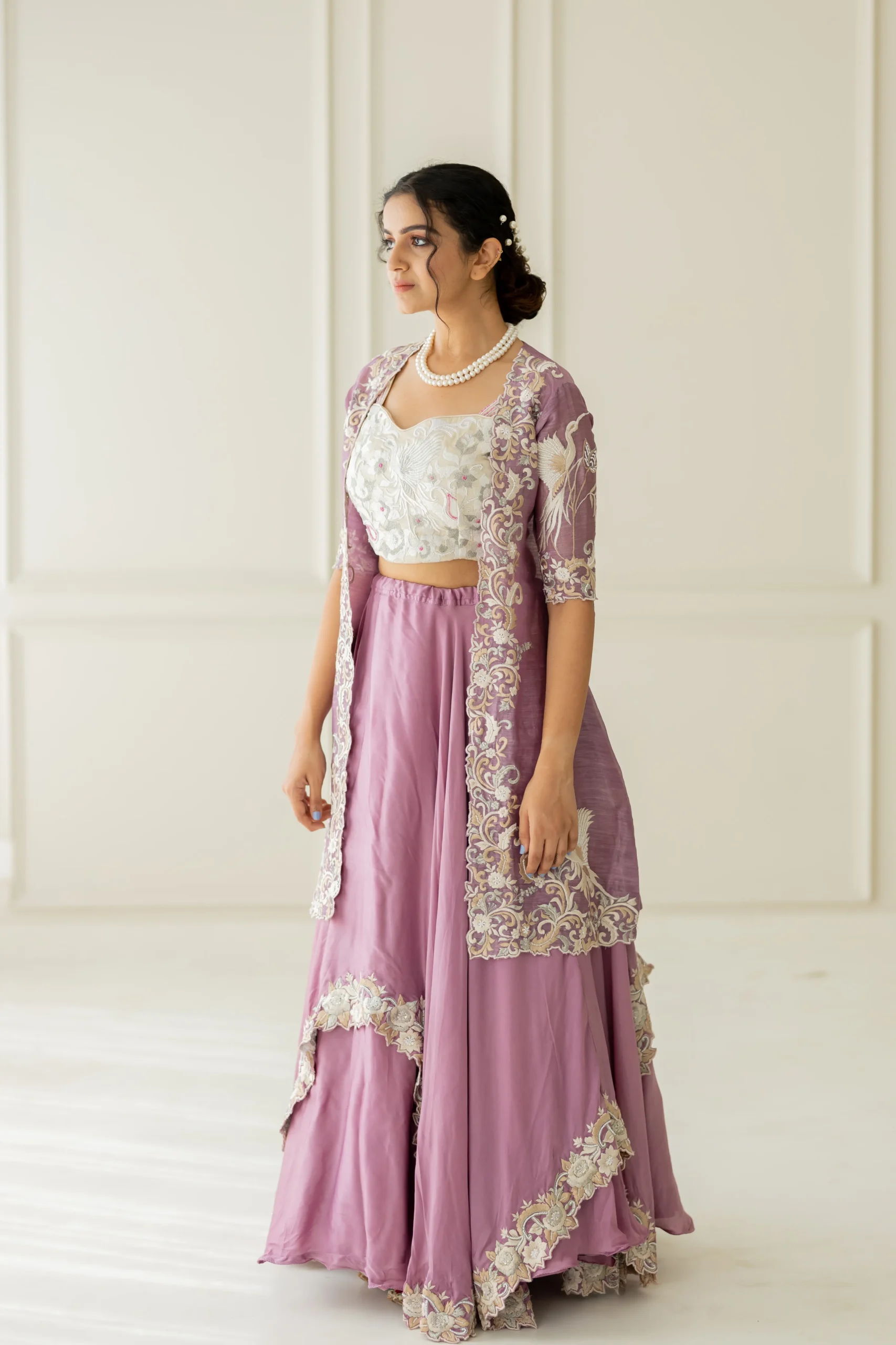 Onion and White Lehnga