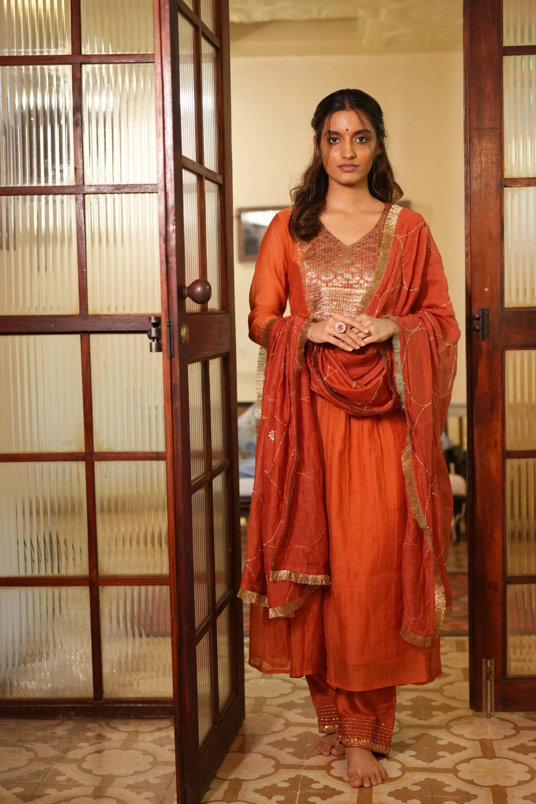 Chanderi Silk Rust Orange