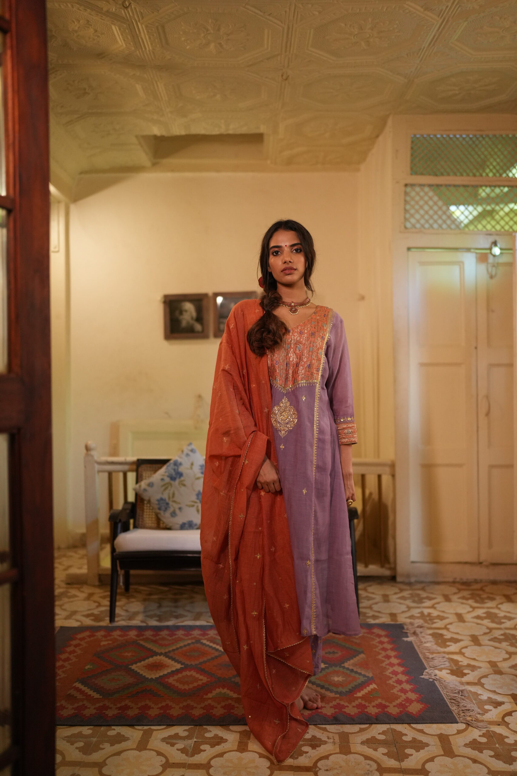 Chanderi Silk Rose Ebony